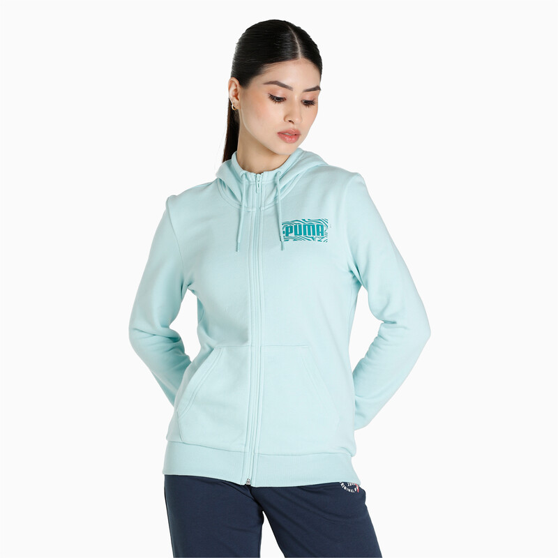 

Women's PUMA Graphic Full-Zip Regular Fit Hoodie, Black/blue