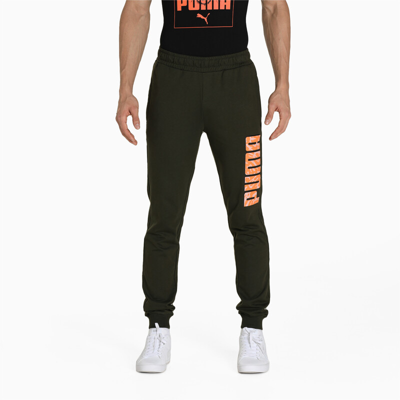 

Men's PUMA Graphic Slim Fit Pants, Black/brown