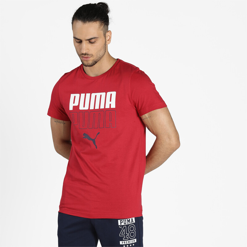 

Men's PUMA Double Logo Slim Fit T-Shirt, American beauty