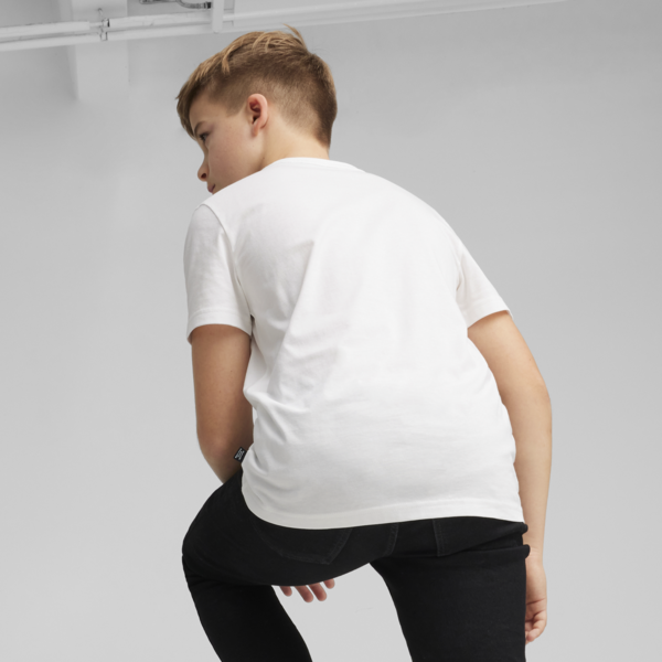 Essentials+ Two Tone Logo Youth Tee, PUMA White-Lime Sheen, large-ZAF