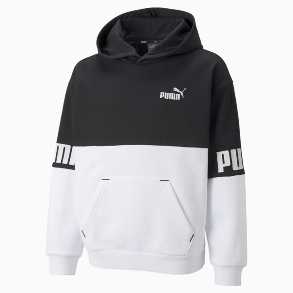 Power Youth Hoodie, Puma Black-White, large-ZAF