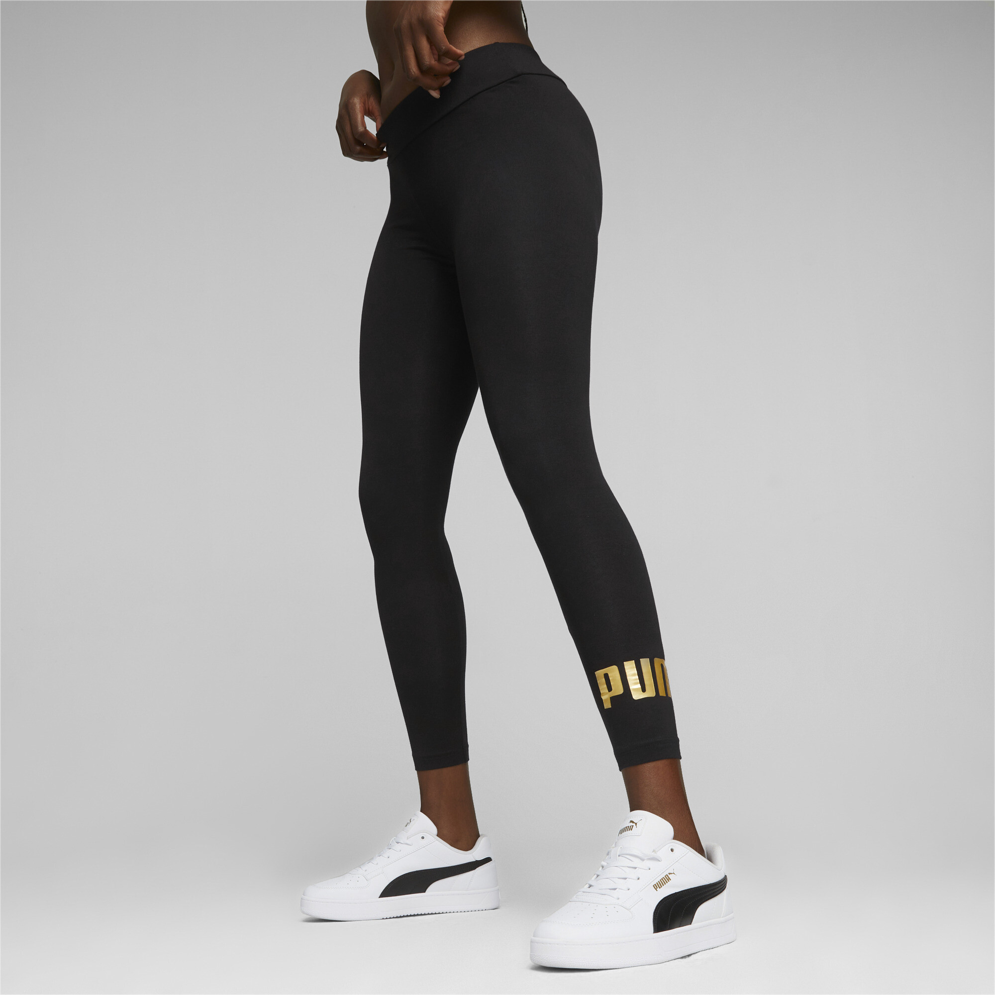 Women's Puma Essentials+ Metallic's Leggings, Black, Size XL, Clothing