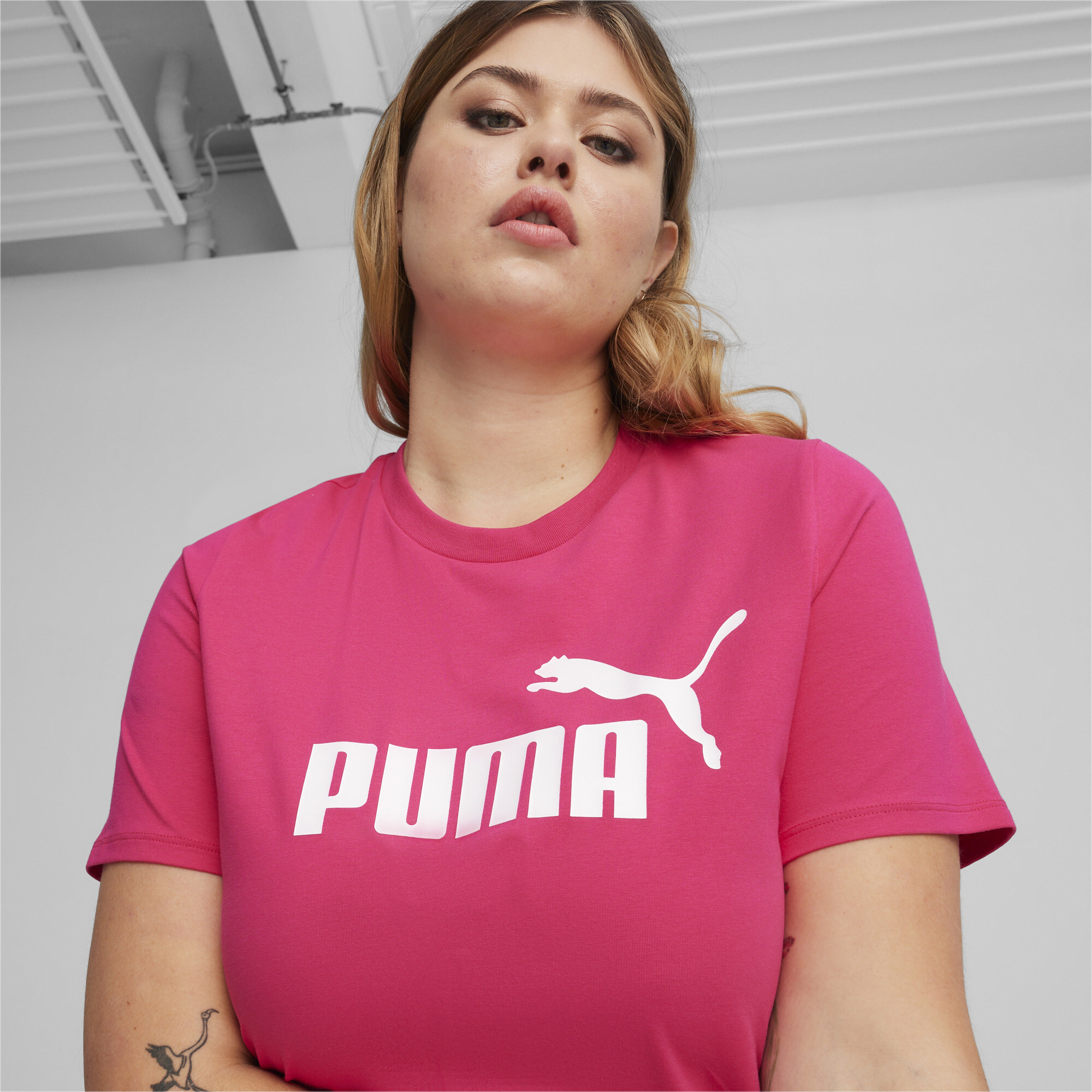Women's Puma Essentials's Slim Tee Dress, Pink, Size S, Clothing