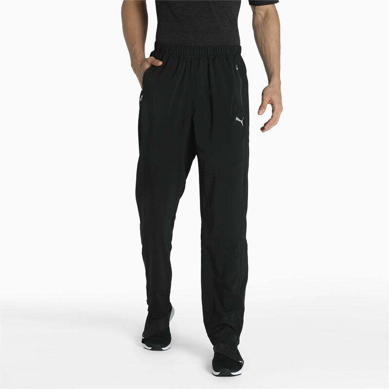 

Men's PUMA Tapered Woven Running Trackpants, Black
