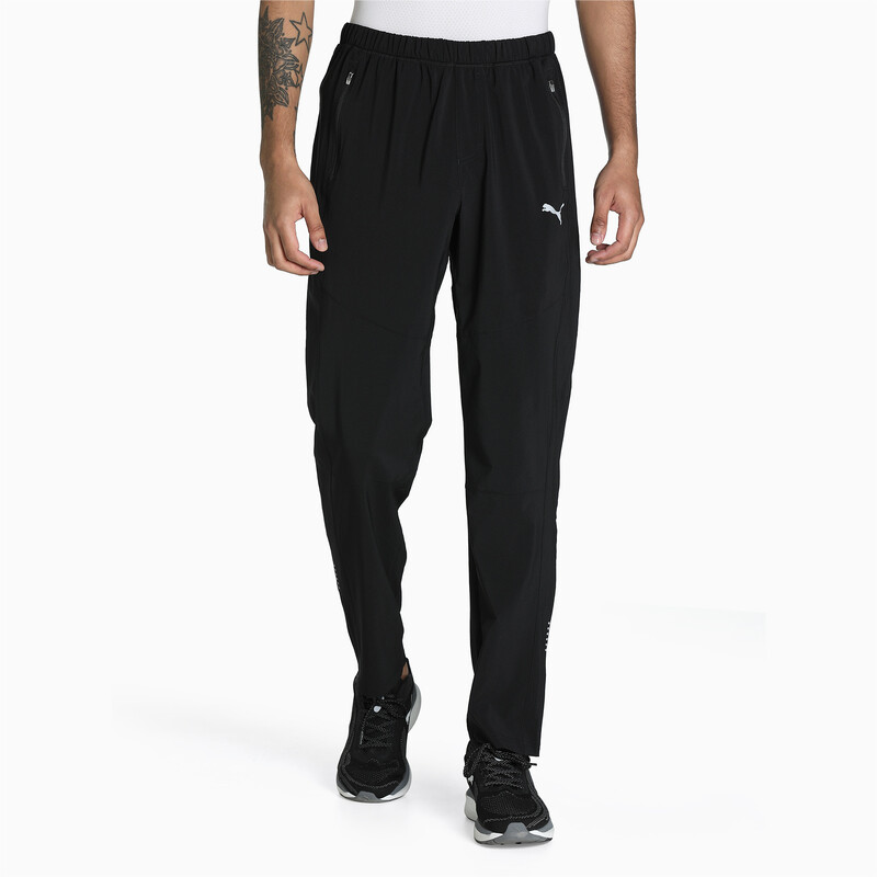 Men's PUMA Tapered Woven Running Trackpants in Black size L, PUMA, Sector  65