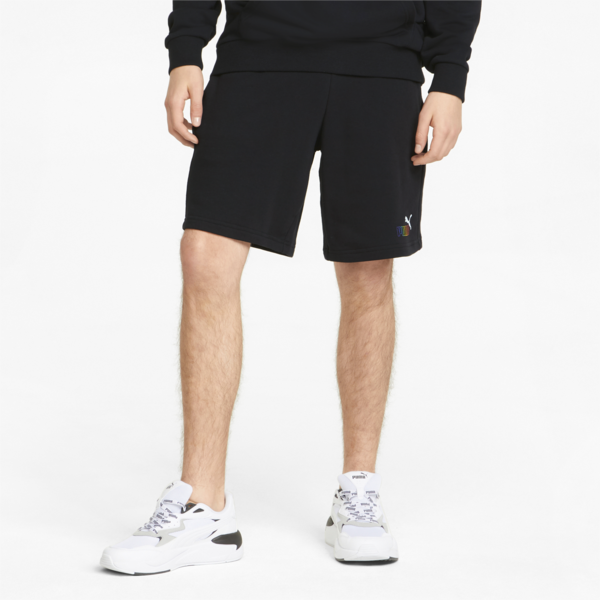 Essentials+ Rainbow Men's Sweat Shorts, Puma Black, large-ZAF