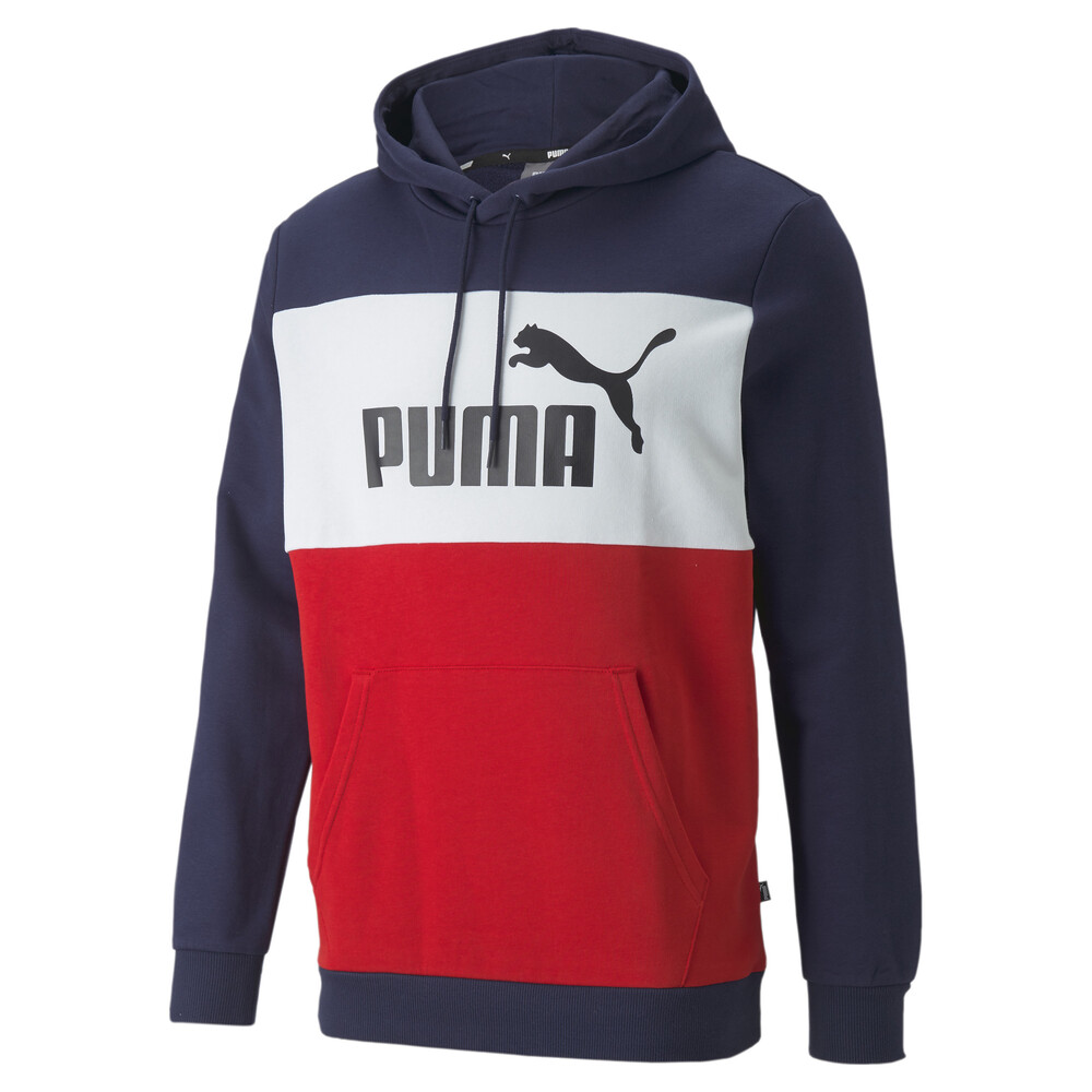 Essentials+ Men's Colourblock Hoodie | Blue - PUMA