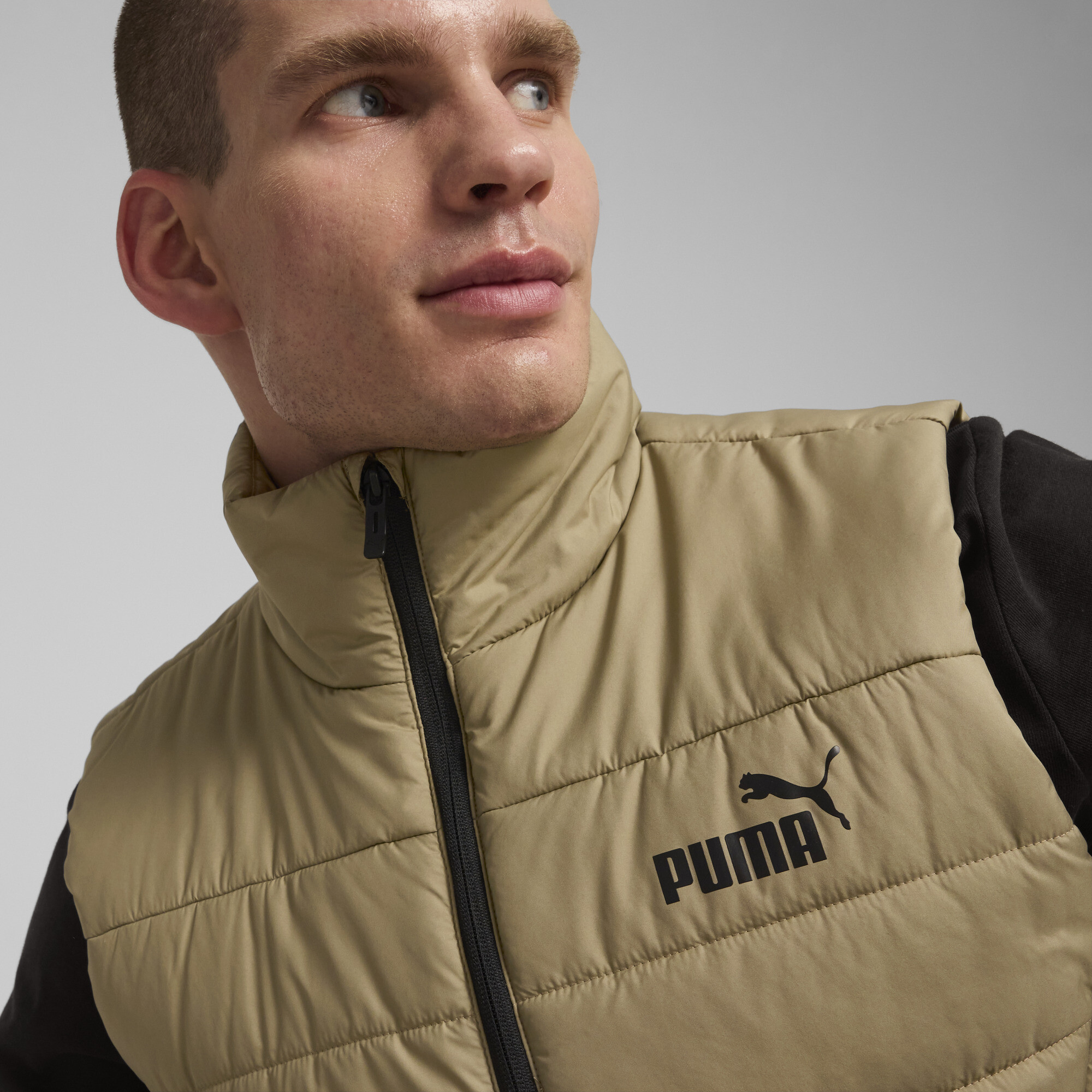 Men's Puma Essentials Padded Vest, Beige, Size M, Clothing