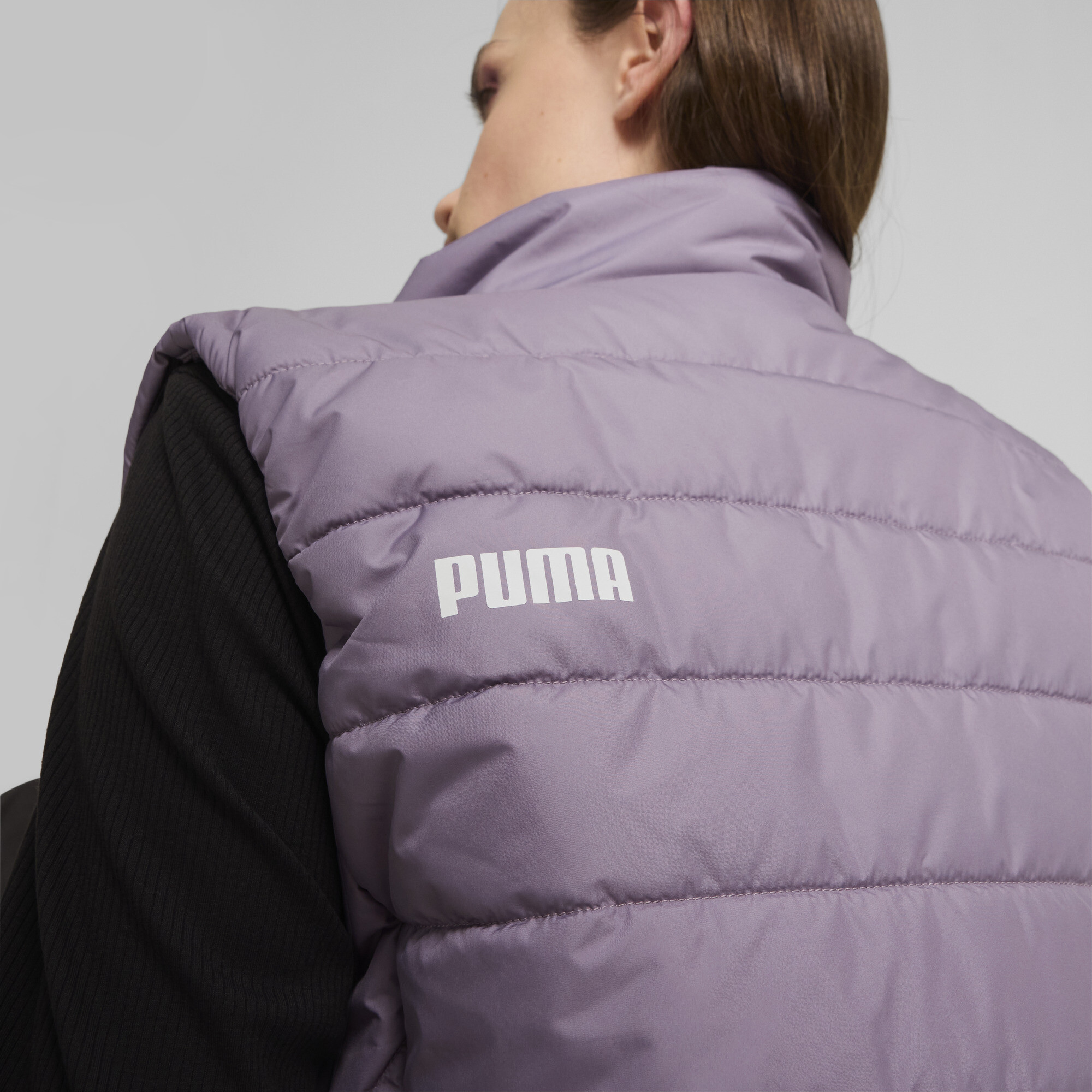 Women's Puma ESS Padded Vest, Purple, Size M, Clothing