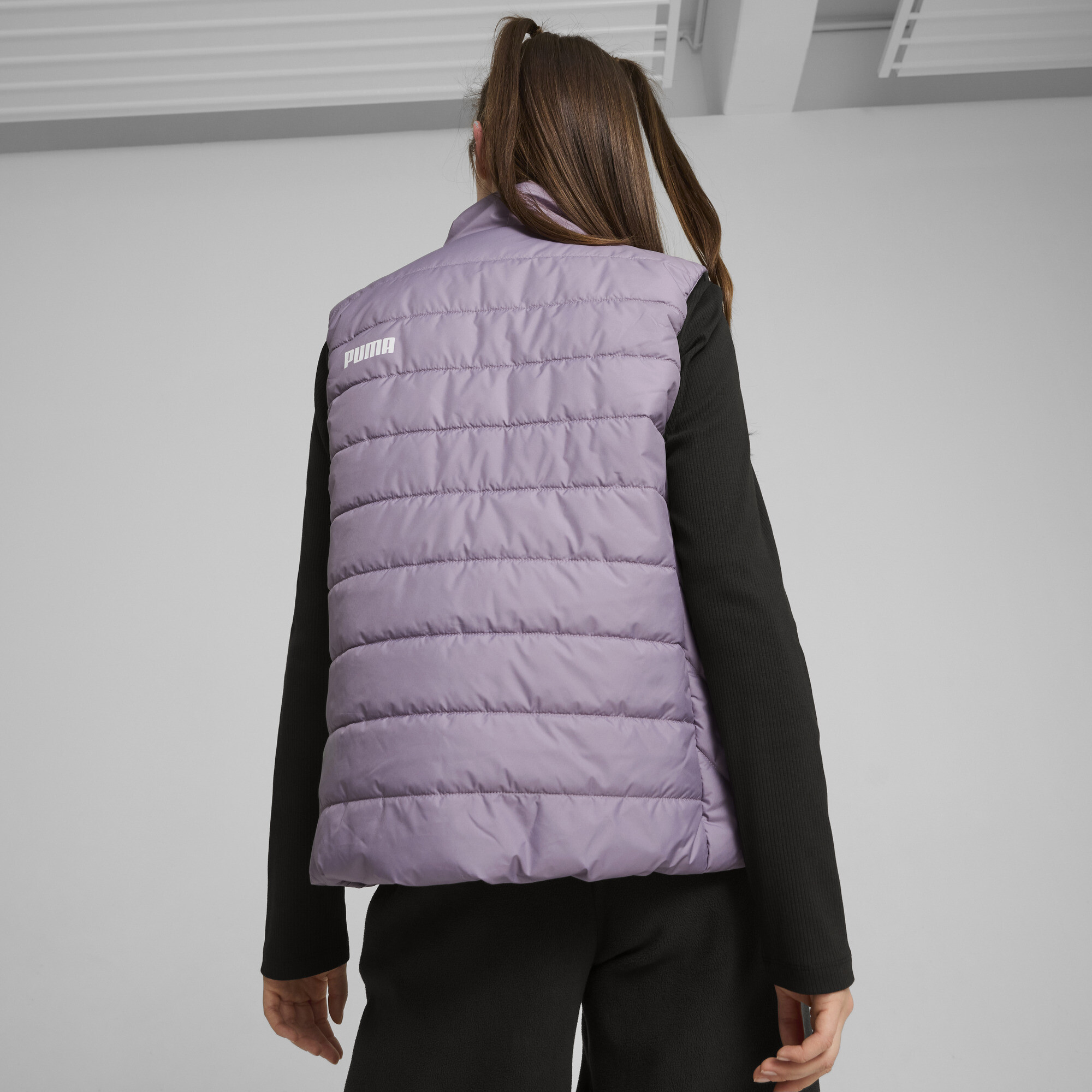 Women's Puma ESS Padded Vest, Purple, Size M, Clothing