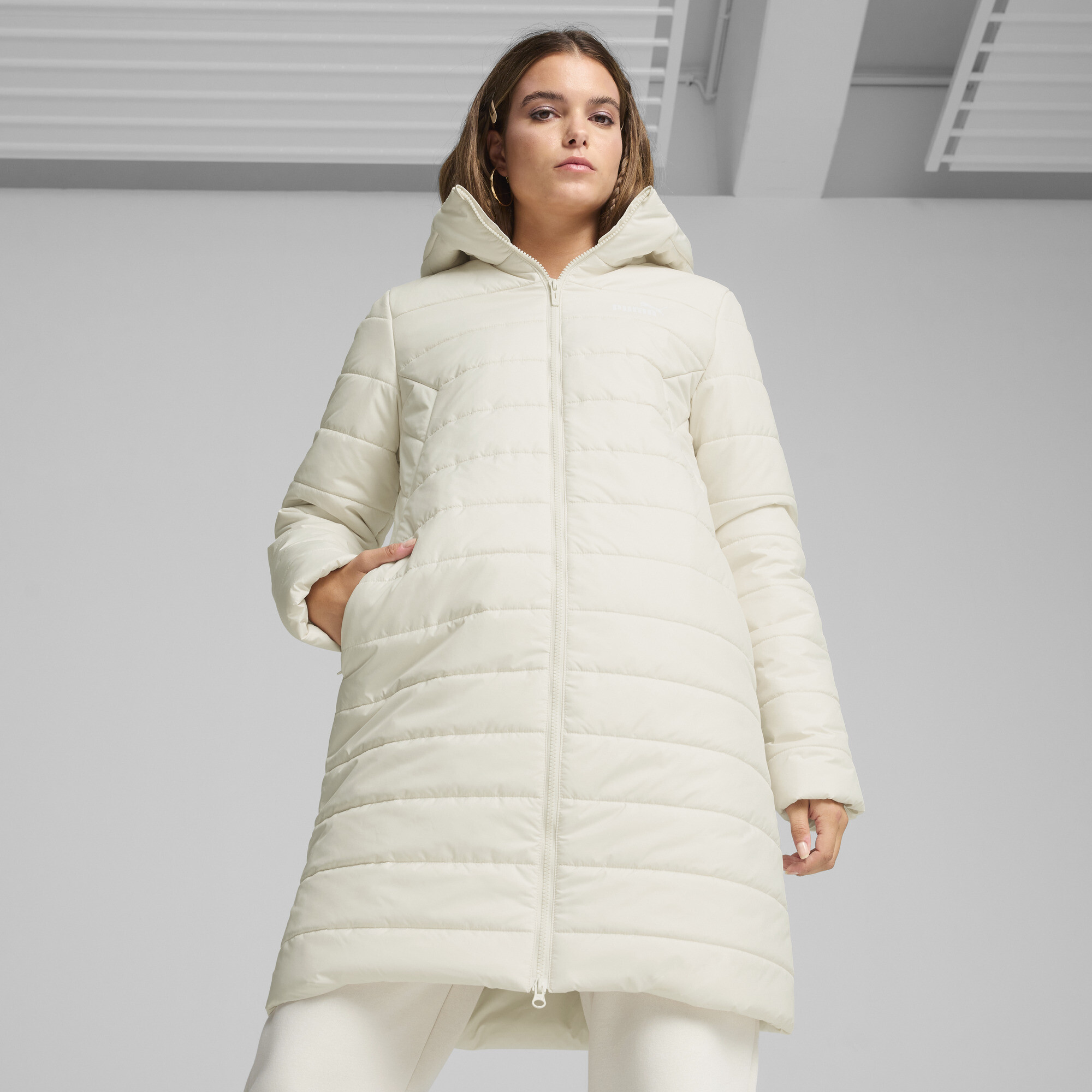 Women's Puma Essentials Padded Coat, White, Size S, Clothing