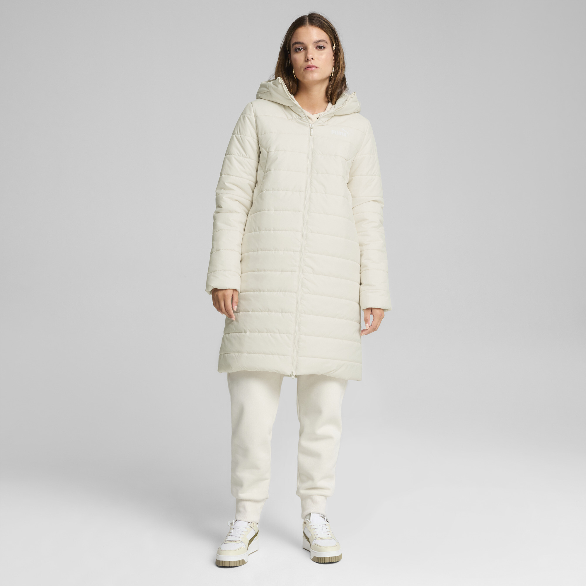 Women's Puma Essentials Padded Coat, White, Size S, Clothing