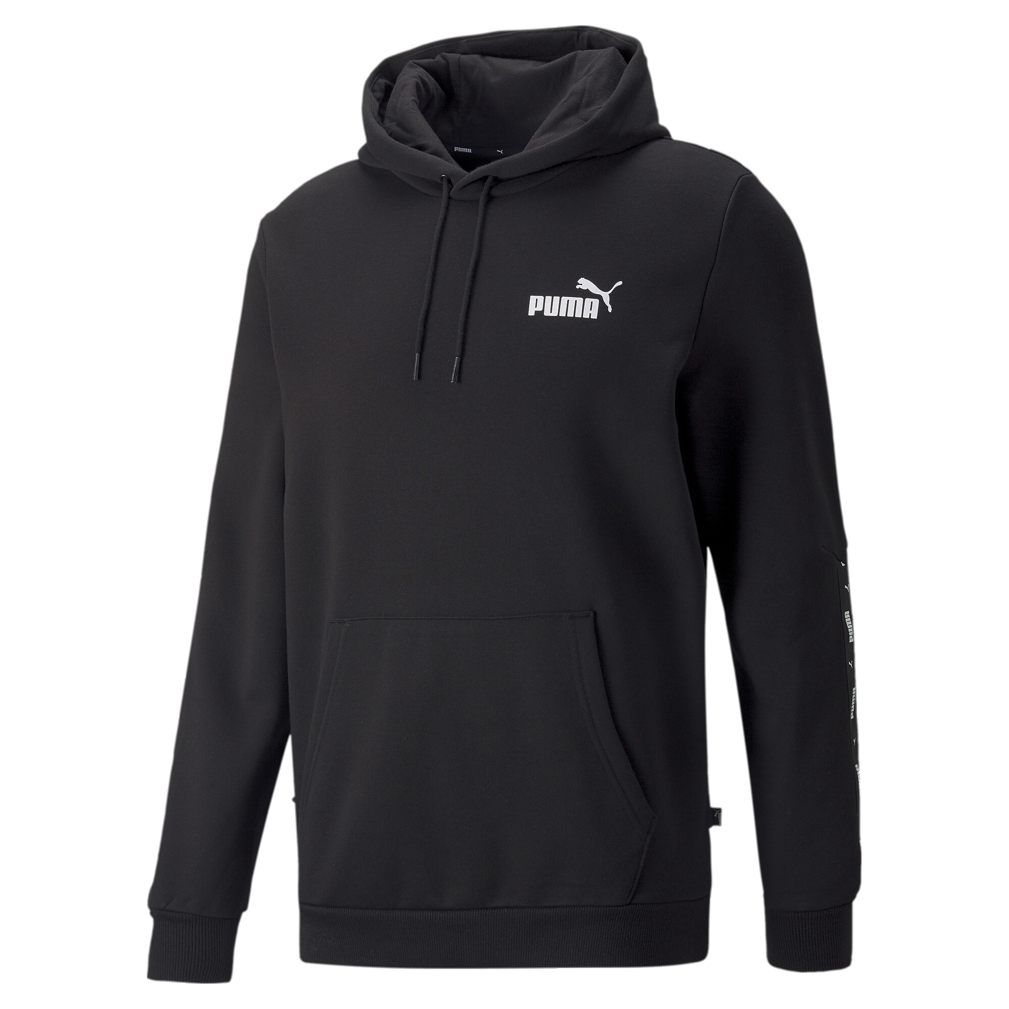 Men's Puma Essentials+ Tape Hoodie, Black, Size XXS, Clothing