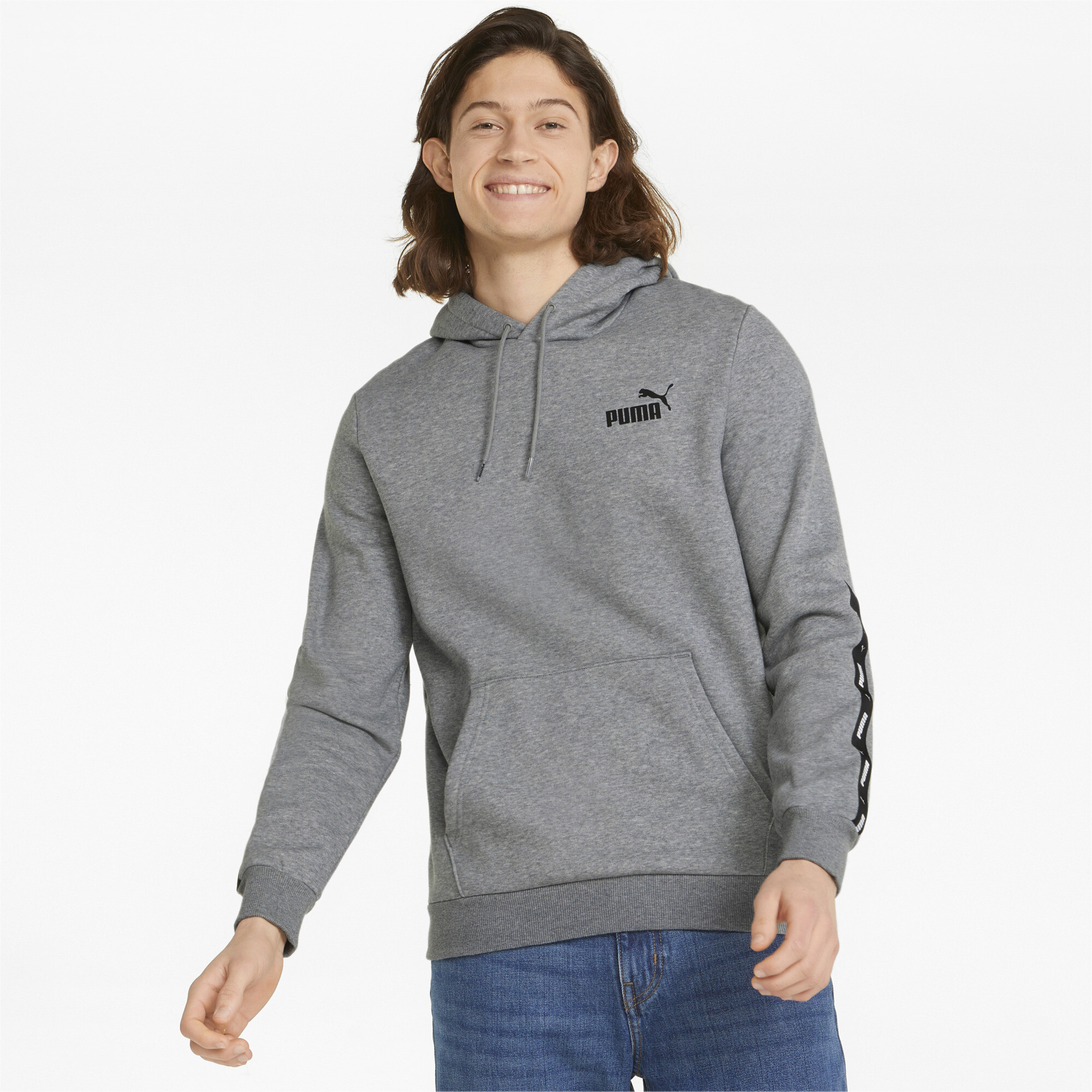 Puma Essentials+ Tape Hoodie Herren | Medium Gray Heather | Größe: XXL