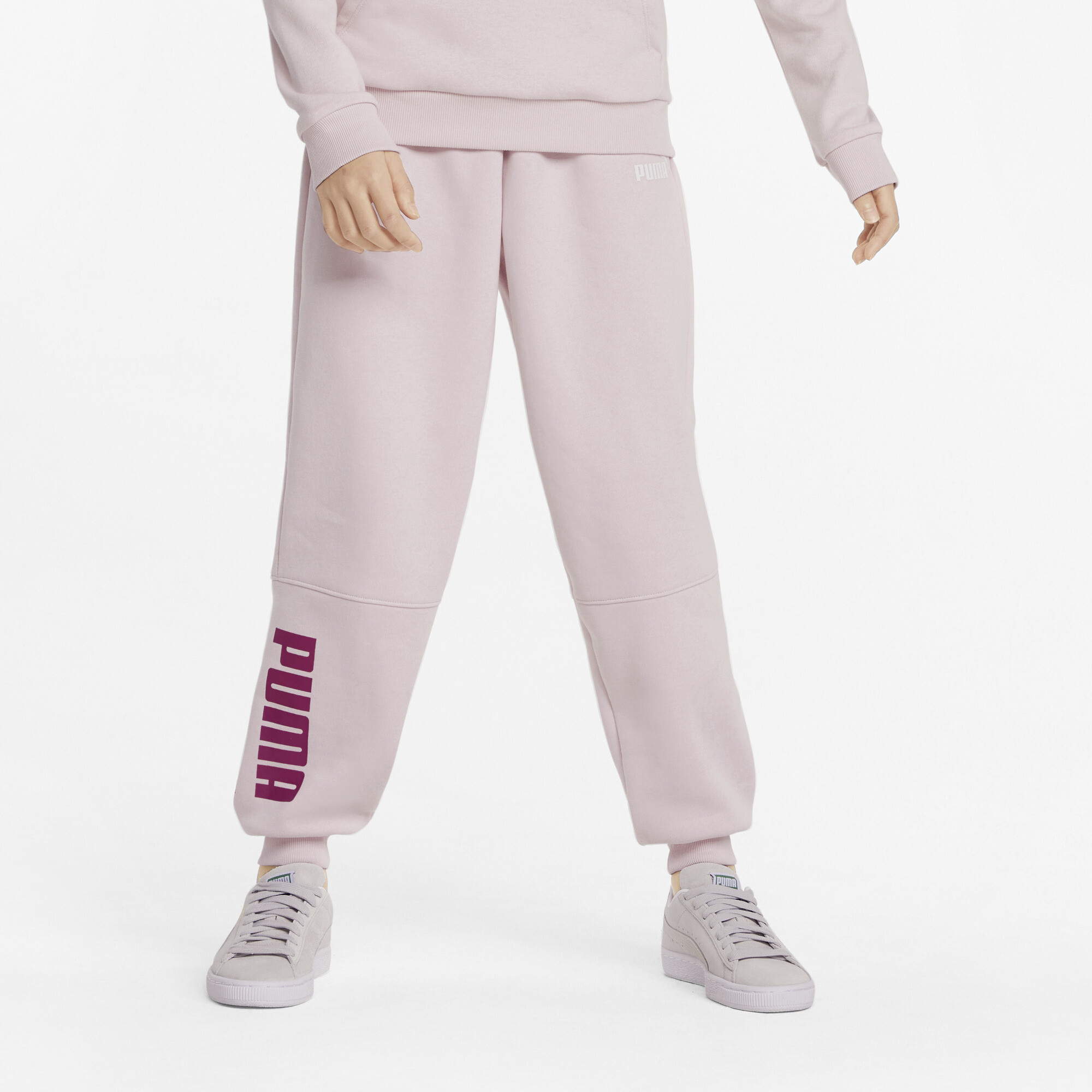 PUMA Power Pack Big Kids' Colorblock Pants in Pink, Size XL