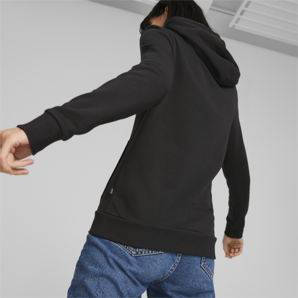 Essentials+ Metallic Logo Women's Hoodie, PUMA Black-Gold, large-MEX