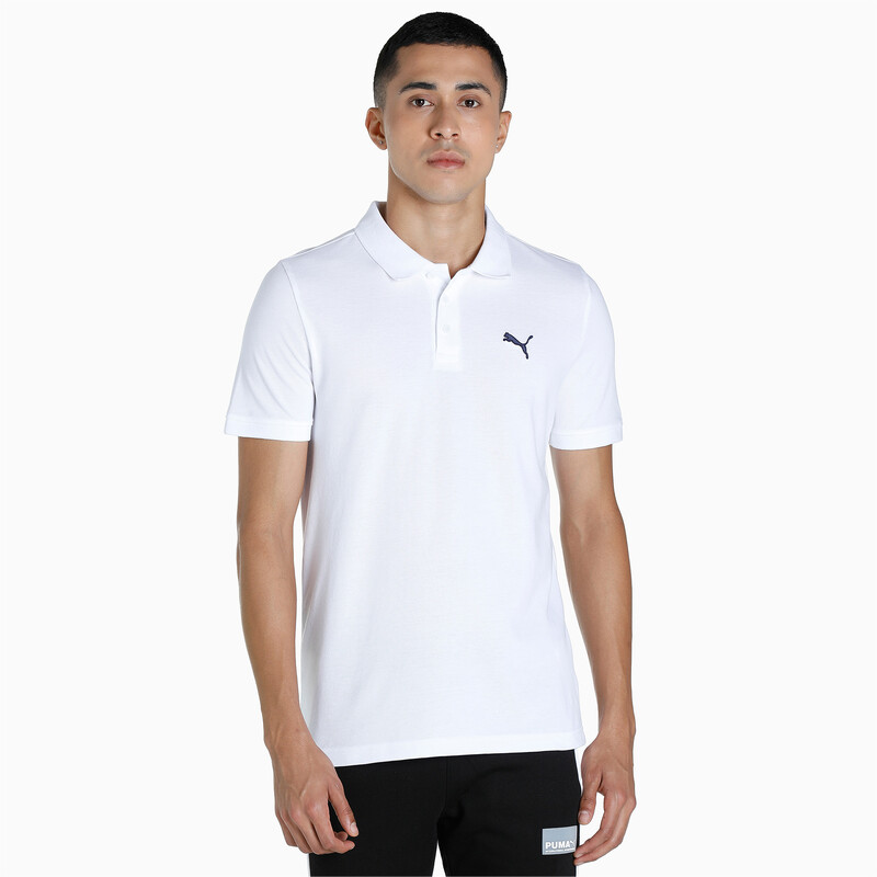 Men's PUMA Active Essential Slim Fit Cotton Polo in White/Purple size M