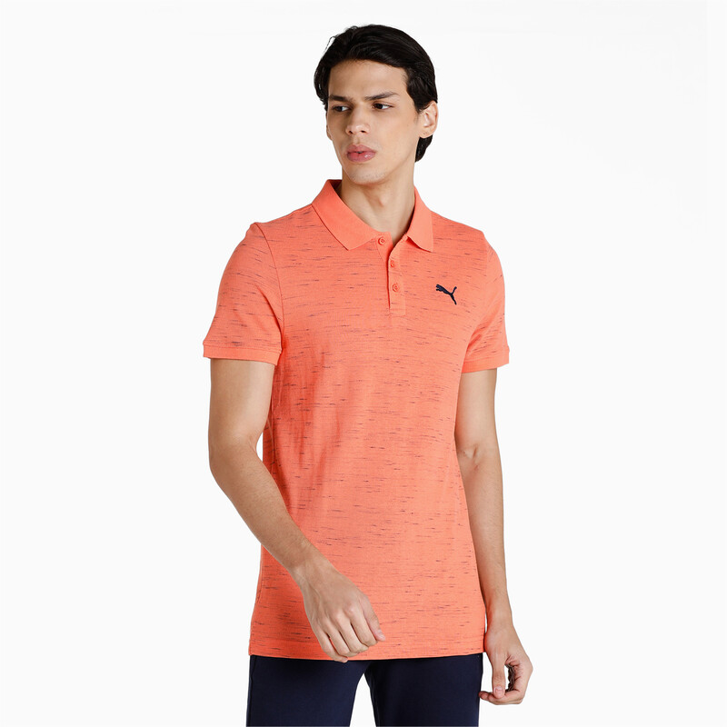 Men's PUMA Slub Contrasted Golf Polo, Coral