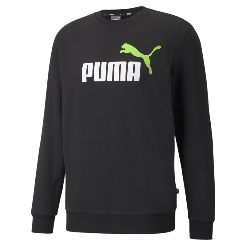 

Men's PUMA ESS+ 2 Big Logo Crew Sweat Shirt, Black/gray/green
