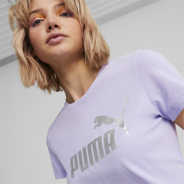 Essentials+ Metallic Logo Women's Tee, Vivid Violet, large-ZAF