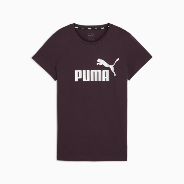 Essentials+ Metallic Logo Women's Tee, Midnight Plum, large-ZAF