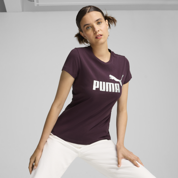 Essentials+ Metallic Logo Women's Tee, Midnight Plum, large-ZAF