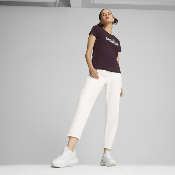 Essentials+ Metallic Logo Women's Tee, Midnight Plum, large-ZAF