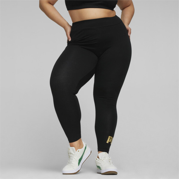 Essentials+ Metallic Women's Leggings, Puma Black, large-ZAF