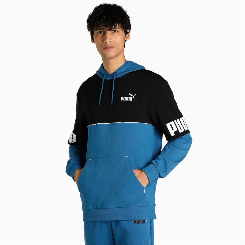 

Men's PUMA Power Colourblock Regular Fit Hoodie, Black/blue