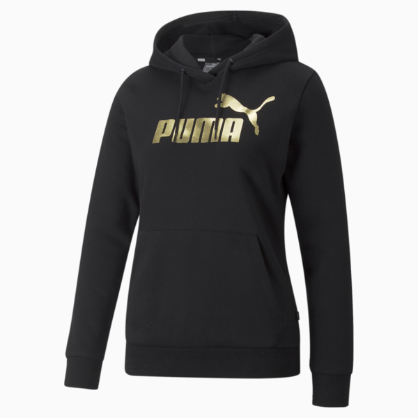 Sudadera con gorra para mujer Essentials+, Puma Black-Gold Foil, large-MEX
