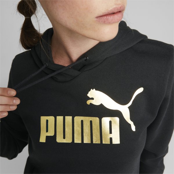 Sudadera con gorra para mujer Essentials+, Puma Black-Gold Foil, large-MEX
