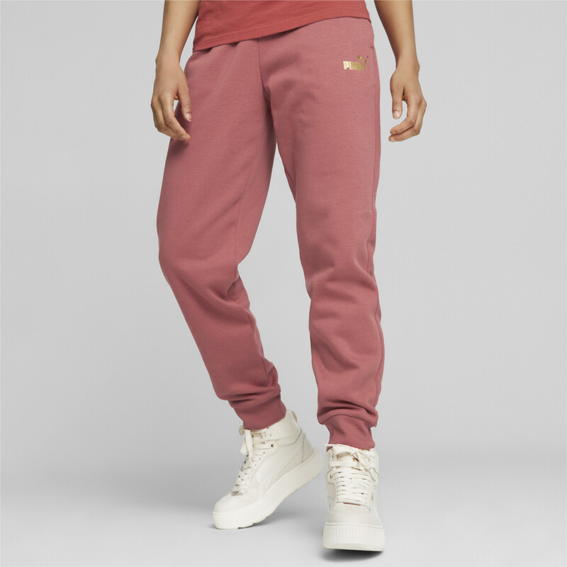 

Women's PUMA Metallic Logo Pants, Red/gold