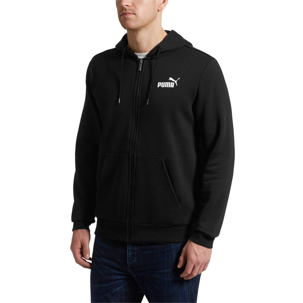 Men's Essentials Full Zip Fleece Hoodie | Black - PUMA