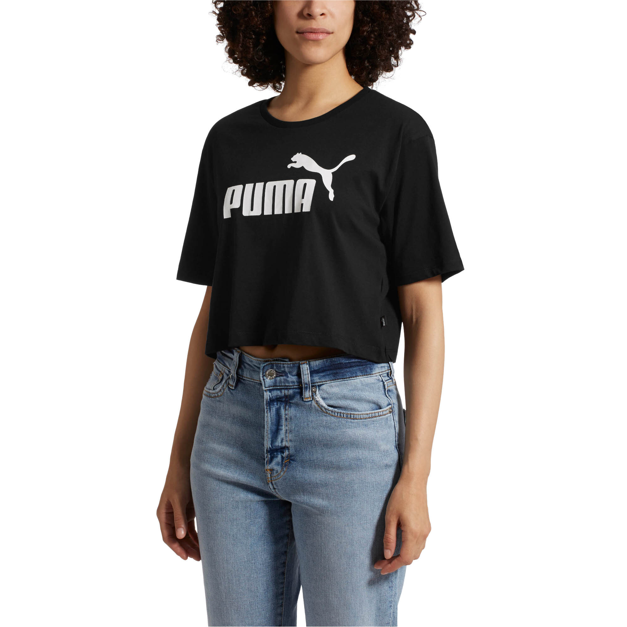 PUMA Damen Cropped Logo T-Shirt Frauen Crop Top Basics Neu ...