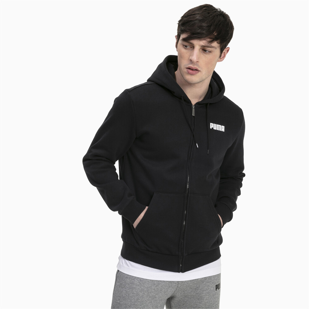 Essentials Full Zip Fleece Men's Hoodie | Black - PUMA