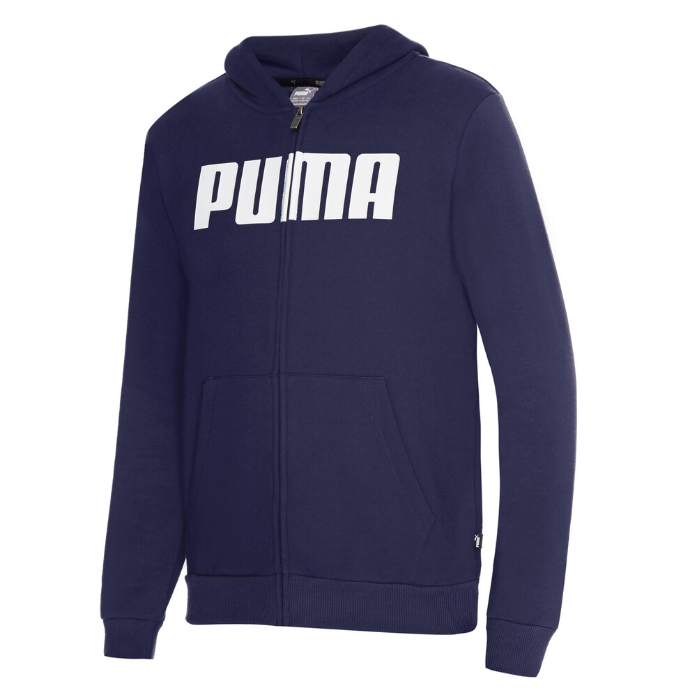 Essentials Boys Full Zip Hoodie Blue PUMA