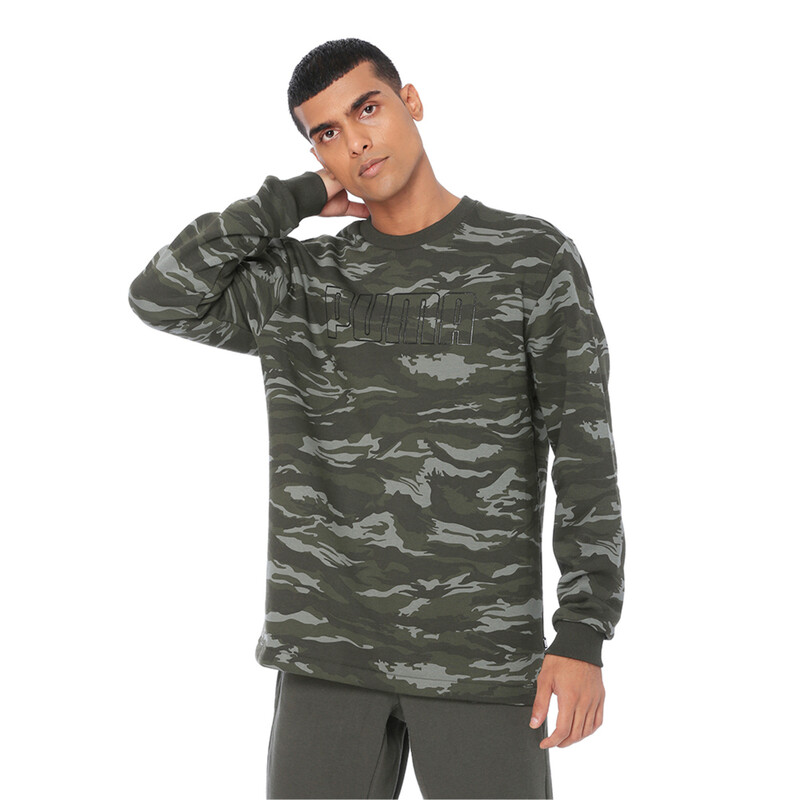 

Men's PUMA Camo Crew Sweatshirt, Black/brown