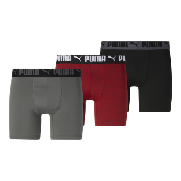 Shop Puma Men's Athletic Boxer Briefs 3 Pack In Red / Grey