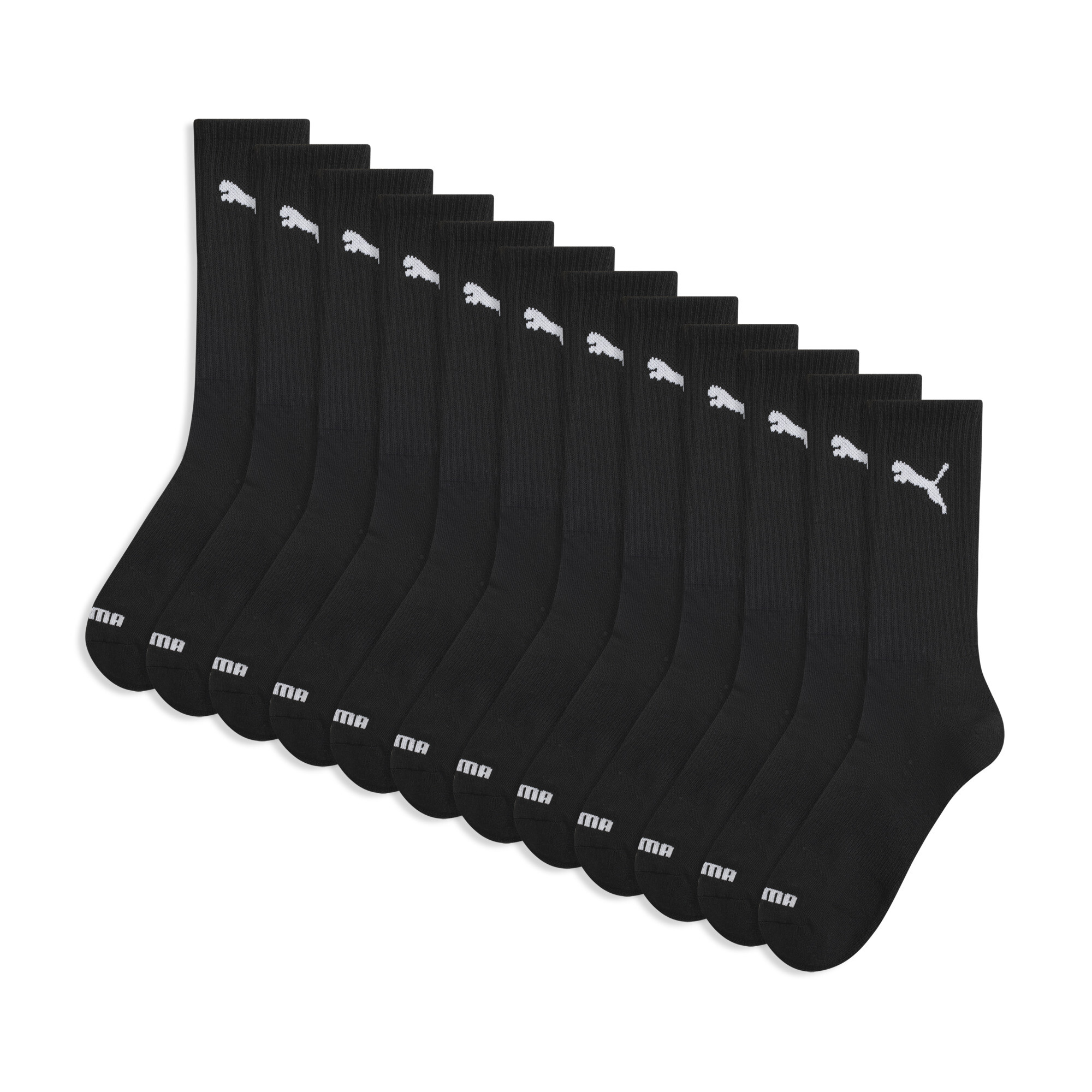 PUMA Men's Half-Terry Crew Socks (6 Pairs) in Black, Size 10-13