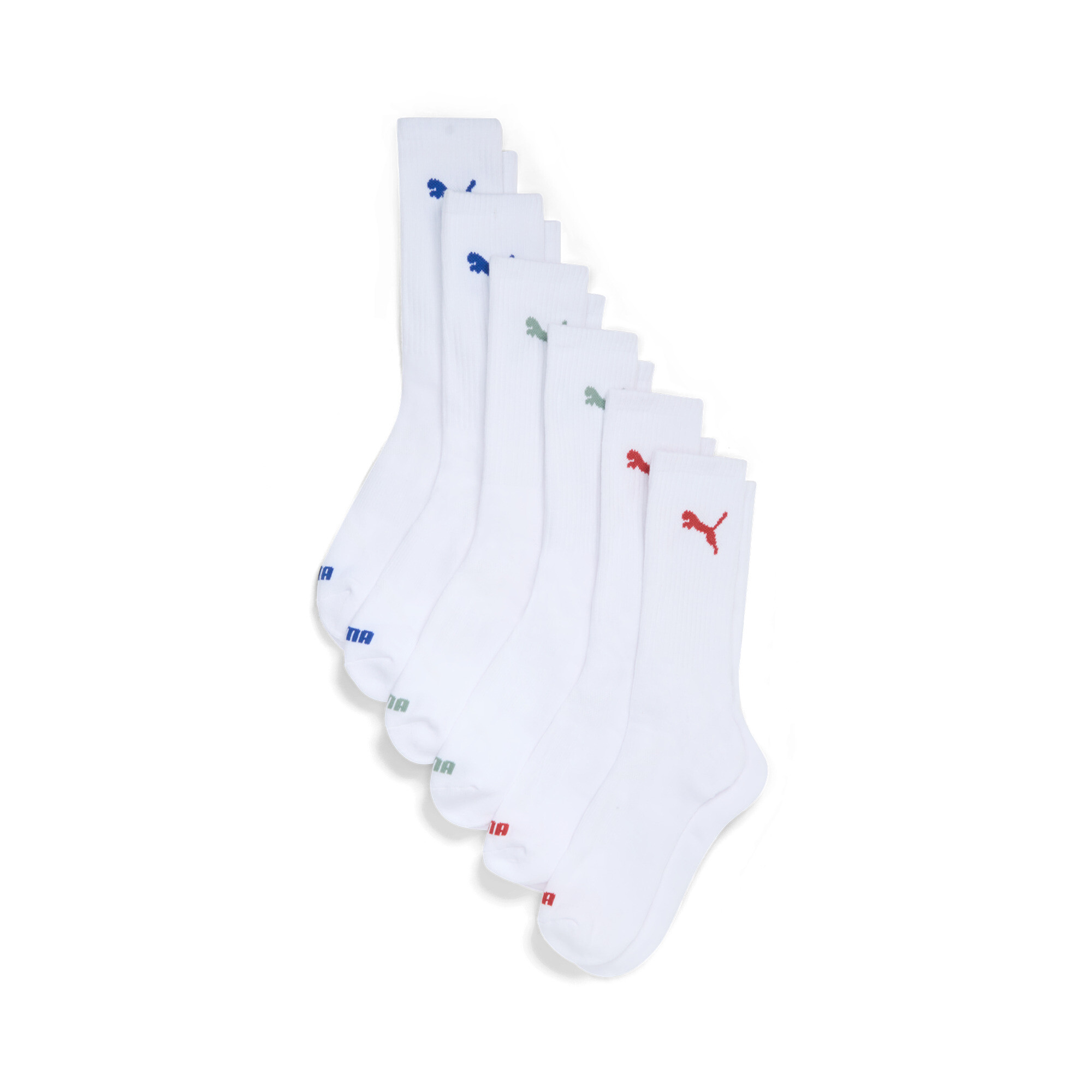 PUMA Men's Half-Terry Crew Socks (6 Pairs) in White, Size 10-13
