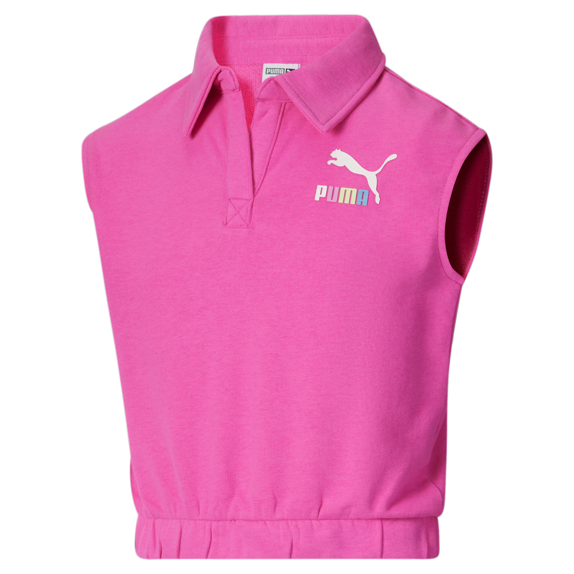 PUMA Brighter Days Pack French Terry Big Kids' Sleeveless T-Shirt in Pink, Size XL