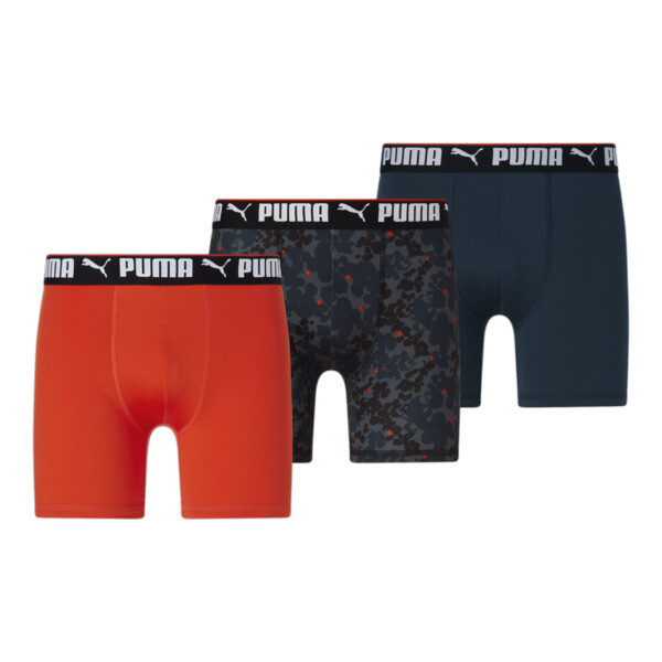 Shop Puma Men's Boxer Briefs 3 Pack In Orange / Black