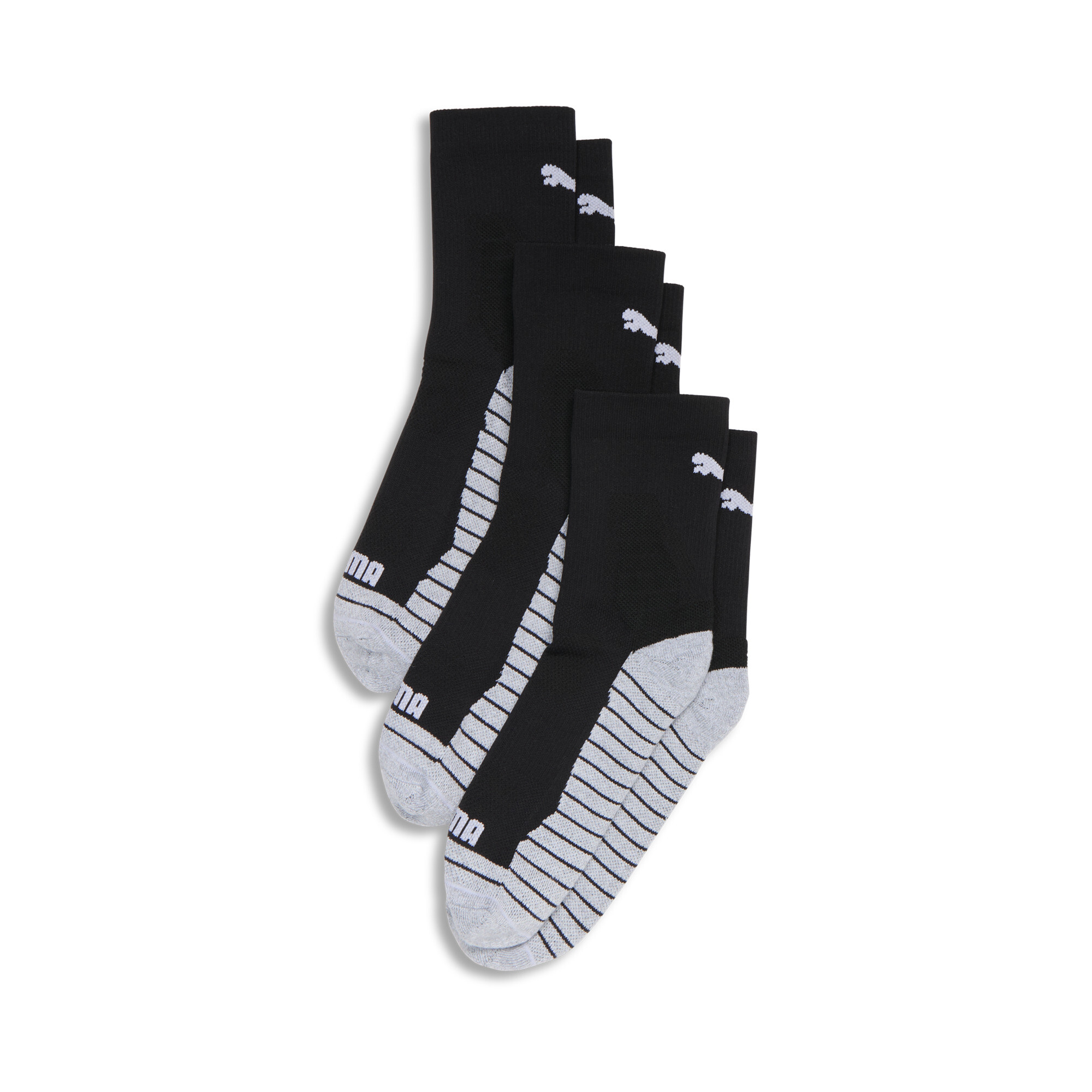 PUMA Men's Half-Terry Crew Socks (3 Pairs) in Black, Size 10-13