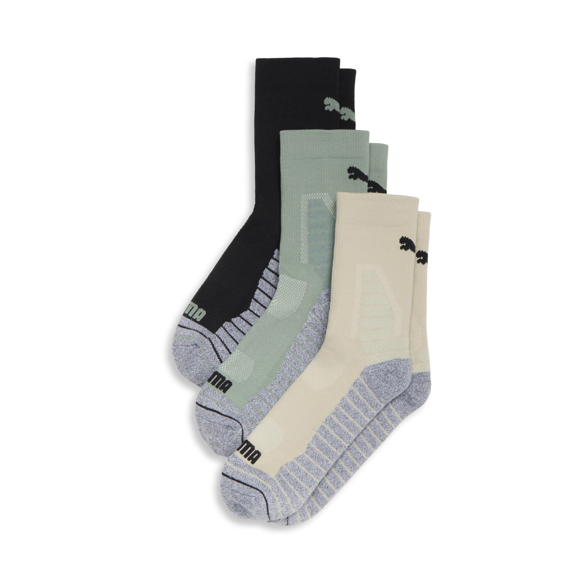 PUMA Men's Half-Terry Crew Socks (3 Pairs) in Assorted Colours, Size 10-13