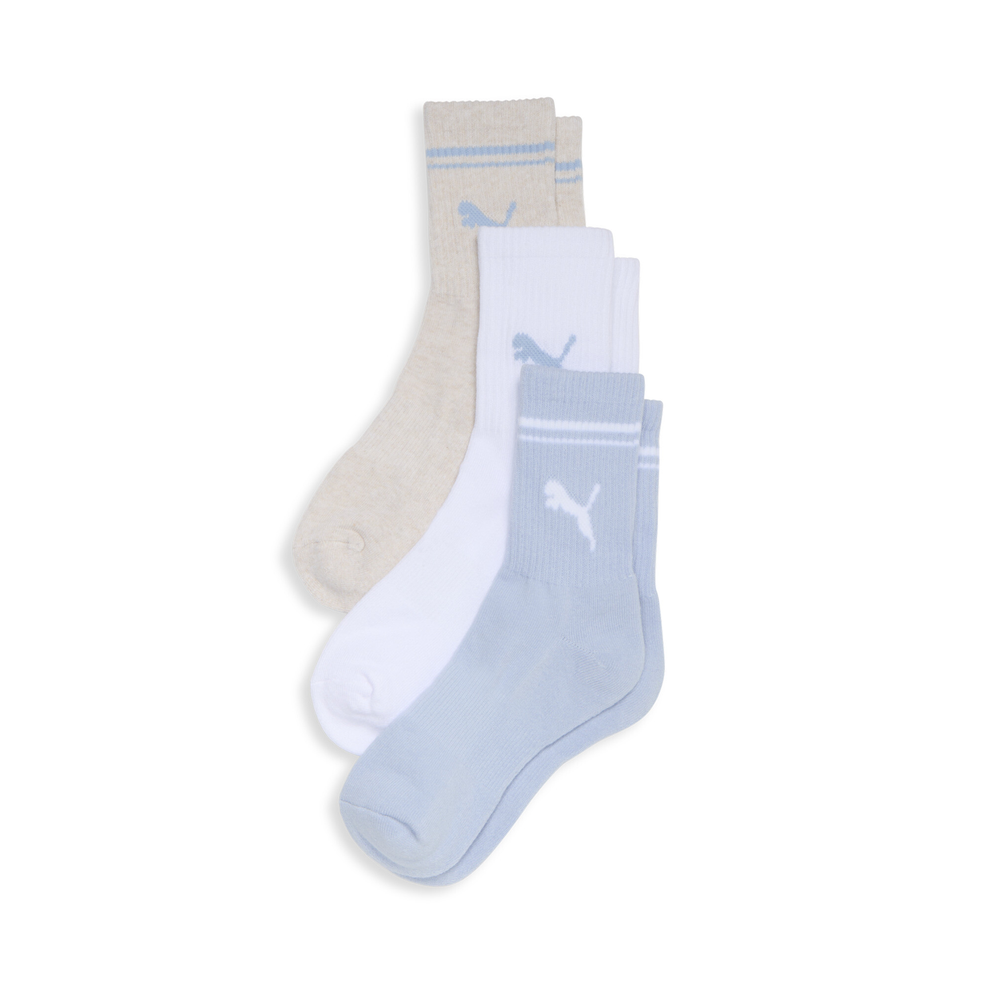 PUMA Women's Half-Terry Crew Socks (3 Pairs) in Assorted Colours, Size 9-11