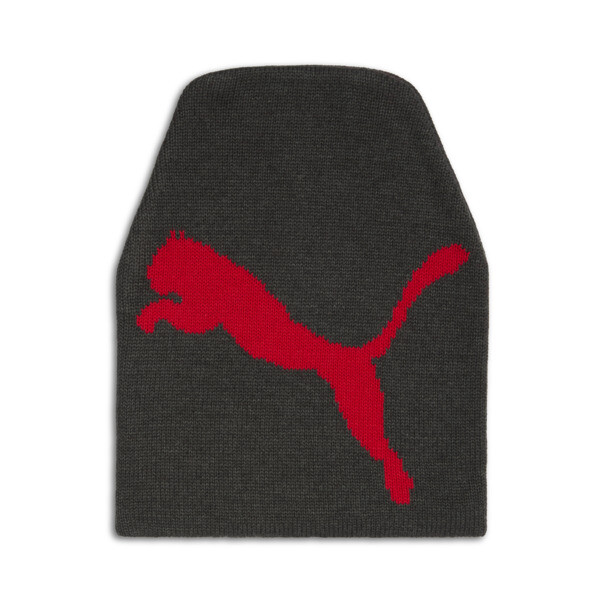 Puma Long Knit Beanie Hat In Grey/red