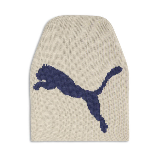 Puma Long Knit Beanie Hat In Cream/blue