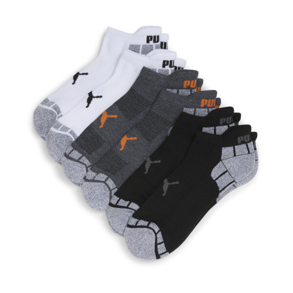 Puma Men's Half Terry Low-cut Socks (6 Pairs) In Grey / Orange