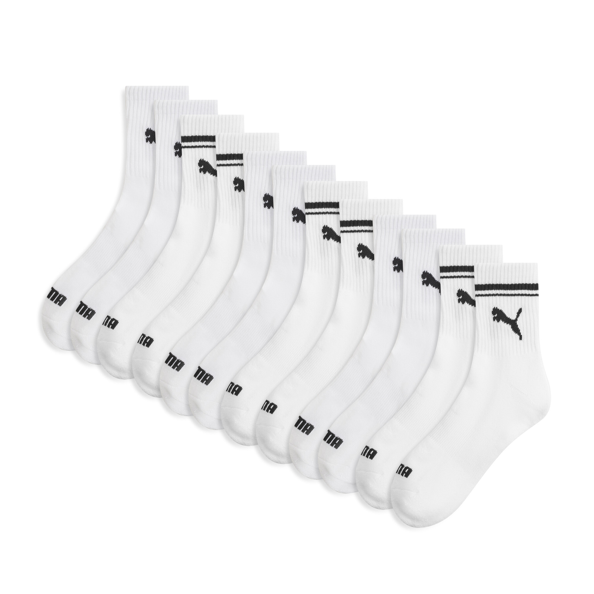 PUMA Women's Half-Terry Low Crew Socks (6 Pairs) in White, Size 9-11
