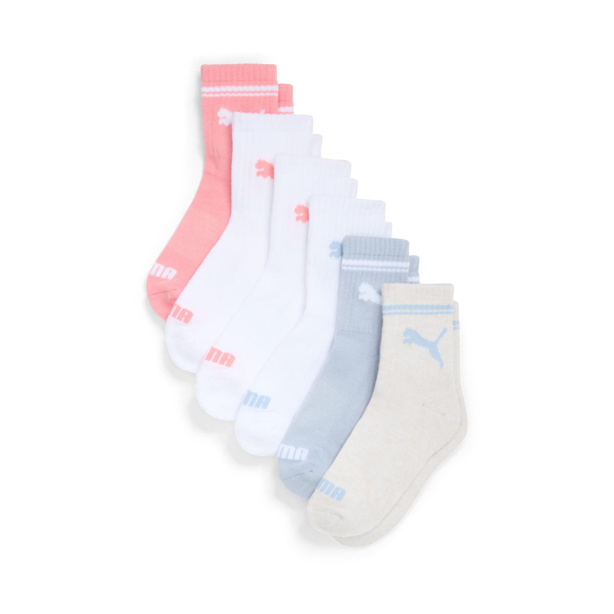 Puma 6 Pack Girls 1/2 Terry Low Crew In Assorted Colours